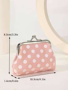 Họa tiết chấm bi hoàn hảo: Ví đựng tiền xu khóa gài đa năng dành cho nữ, ví du lịch, ví mini. - Hồng - Xem 2