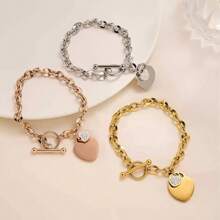 1 pièce Bracelet minimaliste à la mode en acier inoxydable en forme de cœur, convient pour la tenue quotidienne ou les soirées des femmes, excellent cadeau pour les amis