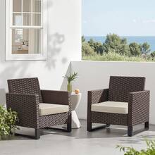 MIULEE 19 X 19 X 3 Inch Outdoor Chair Cushions,Waterproof Cushions Patio Furniture Garden With Ties Patio Chair Cushions Set Of 2,Beige - 黑色 - 查看 2