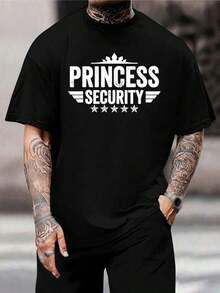 Camiseta gráfica divertida de Princesa Seguridad - Regalo novedoso y bonito para hombres y mujeres - Conjuntos a juego para familias - Camiseta de mezcla de algodón suave - Negro, todas las tallas - Negro - Ver 1