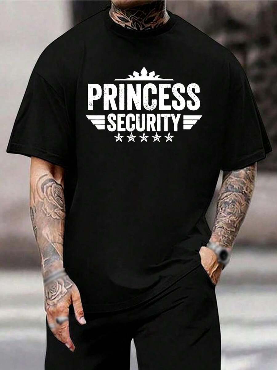Camiseta gráfica divertida de Princesa Seguridad - Regalo novedoso y bonito para hombres y mujeres - Conjuntos a juego para familias - Camiseta de mezcla de algodón suave - Negro, todas las tallas - Negro - Ver 1