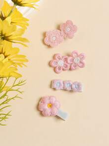 10pcs Set Pink Newborn Elastic Hair Clips, Soft Skin-Friendly Nonglue Trace, Suitable For Baby Party, Infant Hair Accessory Photography Set - Multicolor - View 5