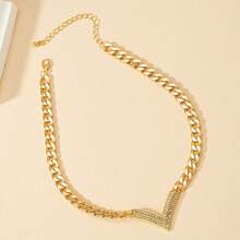 Collier ras-du-cou avec cristaux de forme géométrique en V, design personnalisé élégant, convient au style Insta