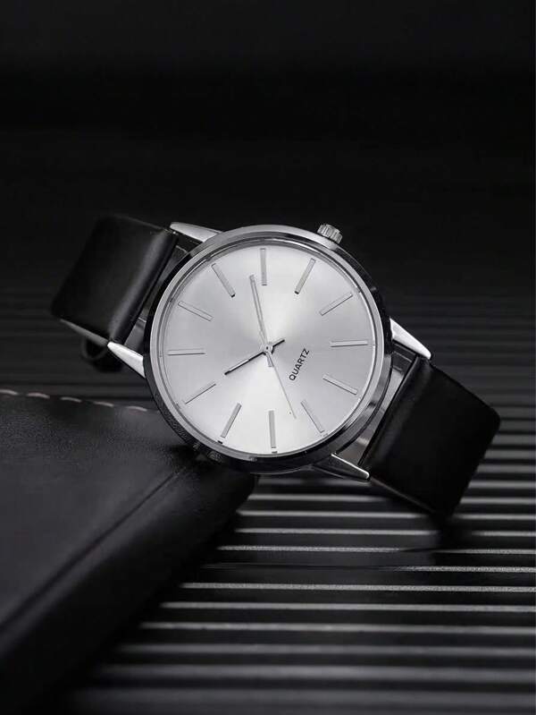 2pcs Classic Men's Quartz Watch With Black And White Dials, Bar Scales. Suitable For Formal Occasions, Travel, Commuting To Work Father's Day Gift. It Can Be Used As A Festival Gift And Is The Best Choice For Giving To Family And Friends. The Best Dress With Popular ElementsImprove The Individual's Clothing Taste.Fathers Day Gifts Italian Charm Bracelet Rave Festival 4th Of July Jewelry Y2k Accessories Graduation Gift Back To School.
