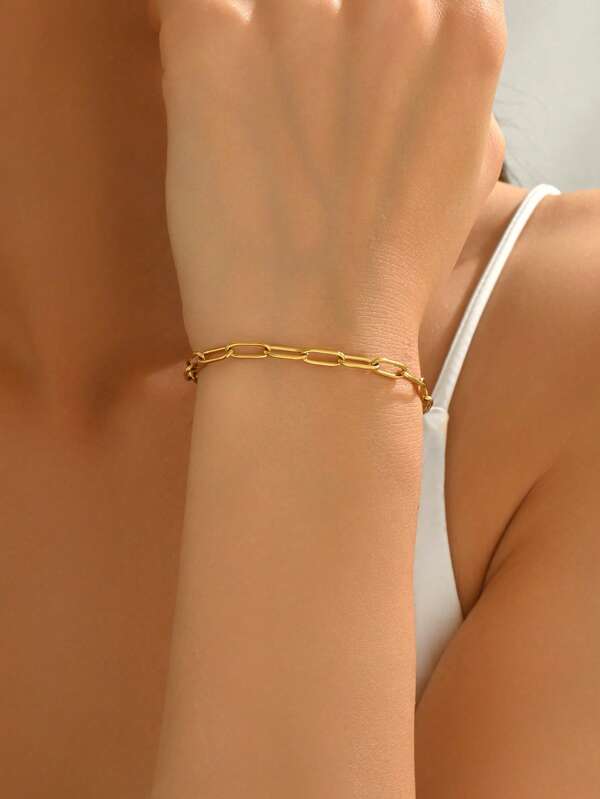 1 pièce Européen & Américain Minimaliste design Spirale simple Bracelet , Sucré Pour Femme Main Bijou , Instagram style En Acier Inoxydable Accessoire