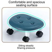 1 pièce Tabouret mobile bas avec roulettes pivotantes - Repose-pieds en plastique sans formaldéhyde pour la maison, le salon, la chambre - Pouf rond multifonctions confortable, outil et accessoire, sans odeur