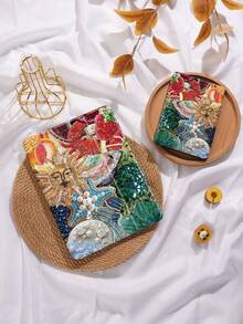 珍珠刺绣奇幻世界太阳水果图案平板电脑保护壳，兼容 iPad 9.7/10.2/10.5/10.9/12.9/Pro 11 第 10 代，兼容三星 Galaxy Tab S6 Lite 10.4 英寸，兼容 Kindle Paperwhite 第 12 代 2024，Kindle（第 11 代）2022 年发布，柔软防摔保护，智能支架/自动唤醒/睡眠