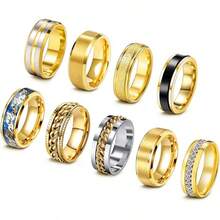 Set de 9 anillos giratorios de acero inoxidable para aliviar la ansiedad - oro - Ver 1
