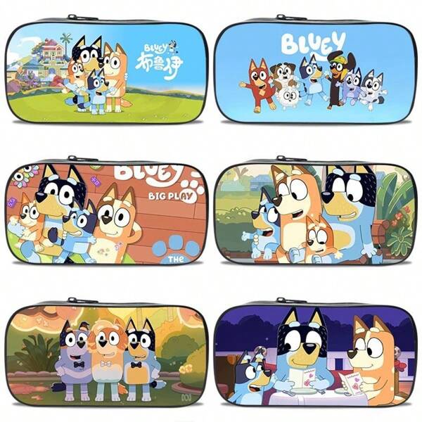 Bluey 1pc Bluey Student Stationery For Boys And Girls, Featuring The Bluey Family's Main Writing Tools, An A5 Sized Blue Cute Hard Shell Loose Leaf Card Book, A Cartoon Bingo Pencil Case Stationery Storage Box, Perfect For Fans, Offices, Schools, And Gift Giving, Perfect For Parties, Carnivals, Birthdays, And Holidays