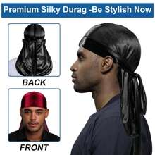 4 In 1 360 Waves Brush Kit For Men & Women, Wave Brush Silky Durag Wave Cap Set - Including 2pcs Durag Caps & Brush With Wooden Handle, Silky Shine & Training, Curved Brush, Durag Cap Set, Du-Rag Extra Long Tails