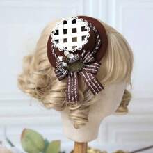 1 Stück Lolita-Stil Schokoladen-Miniparty-Hut, Vintage elegante Kopfbedeckung mit Schleifenclip, geeignet für Cosplay
