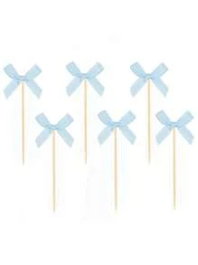 20pcs Bowknot Cake Toppers Picks Baking Cake Decorations For Party Dessert Fruit