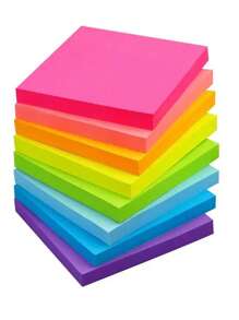 800 leuchtende Haftnotizen 76x76mm (3"x3"), 8 Blöcke à 100 Blatt - Bunte Memozettel in Gelb, Pink, Orange, Grün, Lila, Blau, Hellblau, Pfirsich - Notizen, Erinnerungen, Checklisten