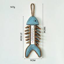 1 szt. Vintage Fish Bone Style Termometr Ścienny Dekor Wiszący, Styl Śródziemnomorski Drewniana Ryba Kości Fotografia Prop