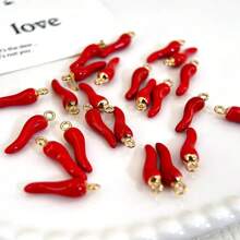 50 piezas Divertidos dijes de pimiento rojo 3D multicolor, adecuados para hacer aretes, collares, pulseras y llaveros - Accesorios de joyería con estilo picante para manualidades