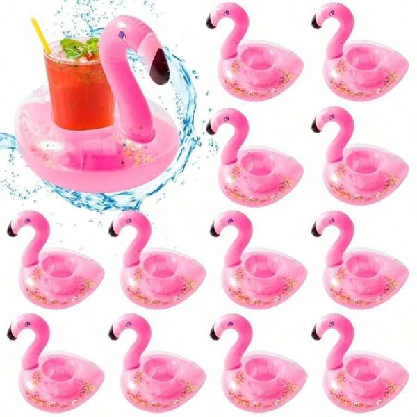 Paquete de 12 portavasos flotantes inflables para piscina en formas diversas, juguetes de agua perfectos para fiestas en la piscina de bodas y despedidas de soltero