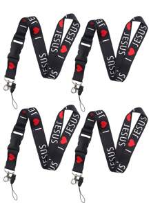 1pc Periodic Table & "I Love Jesus" Pattern Neck Lanyard For Doctor, Nurse, Student, Teacher, Exhibition Staff ID Badge, Suitable As Exhibition, Gift, Keychain Or Daily Use Valentine's Day Valentines Car Accessories Bag Charm Backpack For School