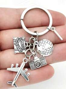 26 Letters Unisex Airplane Alloy Keychain, Street Fashion Airplane, Globe, Camera Metal Keychain Accessories, Best Friend Travel Accessories Pendant Gifts, Fashion Keychains, Car Keychains, Interesting Keychains, Men's Accessories, Women's Accessories, Ideal Holiday Gifts For Travel Enthusiasts, Suitable For Daily Wear, Mobile Phones, Backpacks, Fashion Pendant Accessories, Holiday Gifts, Birthday Gifts, Father's Day Gifts School Cartoon