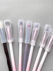 3/6 Pcs-Pieces Makeup Brush Storage Box, Plastic Makeup Blender, Makeup Brush Set, Dispensing Box, Makeup Brush Dust Cover Protective Cover Makeup Brush Holder Cosmetic Cover Tool Accessories Travel Box Plastic Reusable Makeup Brushes - Multicolor - View 9