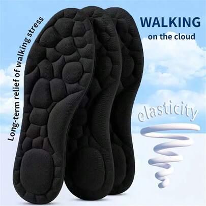 1pair Black Memory Foam Cushioned Insoles For High Heels, Sneakers, Leather Shoes, Suitable For Outdoor Leisure, Winter Accessories