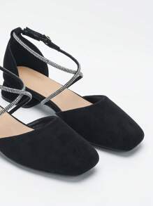 Wide Fit Women's Elegant Solid Color Low-Heel Pumps With Pearl Decor, Versatile Spring/Autumn New Arrival