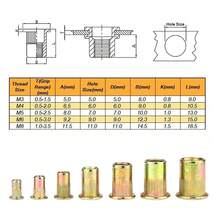 Tuercas Remache Acero Al Carbono 300 Piezas M3 M4 M5 M6 M8 - Dorado - Ver 3