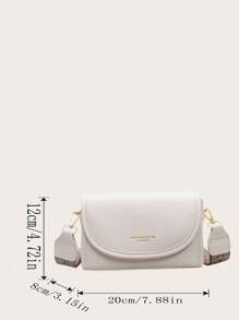 Bolso de hombro cuadrado de correa ancha estilo vintage chic - Bolso cruzado con solapa de unicolor y elegante con correa ajustable para mujeres - Perfecto para uso diario y viajes
