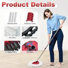 Mop Heads Replacement For Ocedar, Mop Replace Head For Ocedar EasyWring 1 Tank, Microfiber Spin Mop Refills, Include 5 Spin Mop Replacement Head Deep Cleaning Machine Washable With 2 Scrubber Mop Head - 白色 - 查看 4