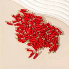50 piezas Divertidos dijes de pimiento rojo 3D multicolor, adecuados para hacer aretes, collares, pulseras y llaveros - Accesorios de joyería con estilo picante para manualidades