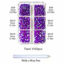 1920pcs / 6 Grids Resin Rhinestones Beads With Wax Pen, Multicolors 2mm 3mm 4mm Non-Hot Fix Flatback Round Jelly Resin Rhinestones For Nail Art Decoration, Face Makeup, DIY Jewelry Craft, Making Accessories, Shoes, Clothes, Bags Nail Charms Nail Gems Nail Supplies