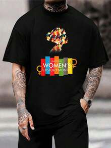 Camiseta del Mes de la Historia de la Mujer - Camiseta negra de manga corta con silueta colorida. Ropa de empoderamiento feminista. Regalo del Día Internacional de la Mujer para mujeres, niñas y hombres - Negro - Ver 1