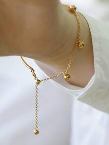 1件纪念毕业季半缝饰品扣圆线钢球流苏手链多种款式女士时尚星星月亮铃铛手链生日礼物饰品 - 金色 - 查看 5