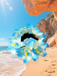 1pc Faux Fabric Daisy Flower Scrunchie, Women Hair Accessories For Bun, Beach Vacation, Wristband, Hair Bobbles ,Head Piece - Multicolor - View 17