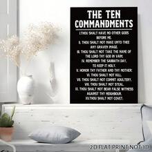 1pc Framed Canvas Poster, Inspirational 10 Commandments Wall Art, Bible Verses Wall Decor, Christian Wall Decor, Bible Verse Scripture Wall Art Canvas Paintings, Ideal Gift For Bedroom Living Room Corridor, Wall Art, Room Decoration, 2D Flat - Multicolor - View 2