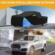 Car Cover Waterproof All Weather 210D, UV Sun Rain Protection, With Left Side Zipper - Black Blue for Chevrolet Silverado - View 2