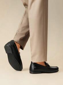 Men's Horsebit Loafers Patent Leather Classic Driving Moccasins For Business & Casual Slip-On,A Half To A Full Size Up To Accommodate Wider Feet - 黑色 - 查看 6