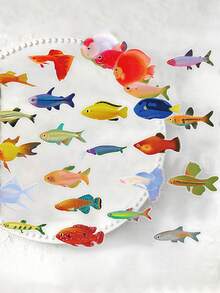 1 包彩色热带鱼贴纸套装、行李箱笔记本电脑日记本吉他装饰贴纸、卡通涂鸦系列学校用品、返校 - 彩色 - 查看 1