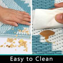 Famibay Outdoor Rug Garden Waterproof Outdoor Carpet Patio Rugs Reversible Plastic Straw Mat Lightweight Blue Geometric Garden Carpet For Camping Balcony Deck Porch BBQ