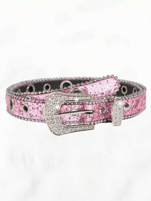1-2pcs Luxury Children's Rhinestone Fashion Rhinestone Decor Belt Glitter Belt For Jeans Pants And Dresses ,Y2k Accessories,Perforated Glitter Y2k Style Waist Belt ,Belt For Boys And Girls , Ideal Choice For Gifts