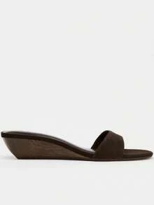 Women's Fashion Brown Thick-Sole Platform Wedge Sandals - Open Toe, Slip-On, High Heel, Casual Summer Sandals, Fashionable Slide Sandals