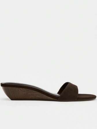 Women's Fashion Brown Thick-Sole Platform Wedge Sandals - Open Toe, Slip-On, High Heel, Casual Summer Sandals, Fashionable Slide Sandals