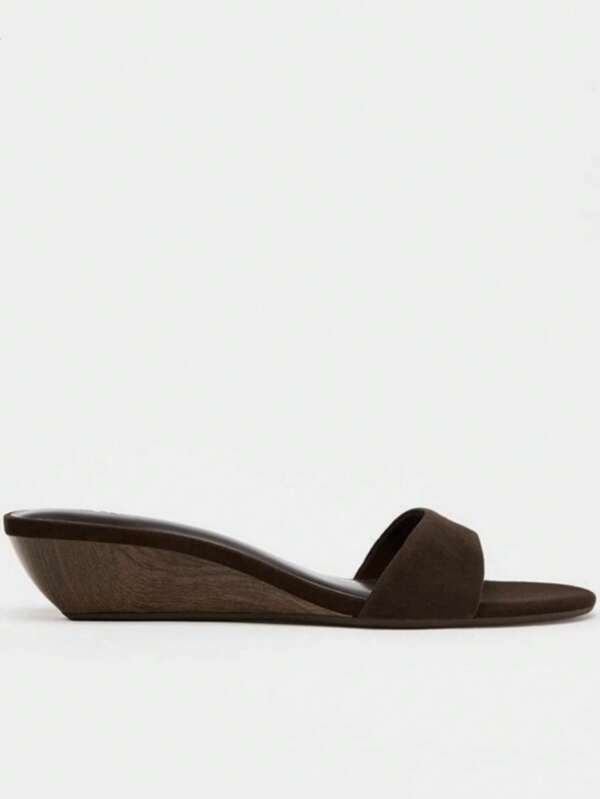 Women's Fashion Brown Thick-Sole Platform Wedge Sandals - Open Toe, Slip-On, High Heel, Casual Summer Sandals, Fashionable Slide Sandals