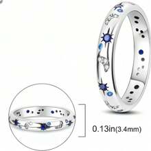 Exquisite Couples Same Style Ring, Diamond And Starry Sky Bright Ring Sterling Silver Index Ring Suitable For Weekday Clothing 7~10 US