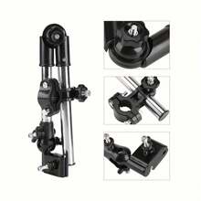 Regulowany uchwyt na parasol ze stali nierdzewnej do wózka inwalidzkiego i roweru – składana konstrukcja z obrotowym złączem, ochrona przed słońcem i deszczem, akcesoria do wózków dziecięcych, rama w 100% metalowa, czarny, wielofunkcyjny uchwyt na parasol | Konstrukcja łącząca | Konstrukcja ze stali nierdzewnej