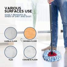 6 Pack Mop Replacement Heads For O-Cedar RinseClean Spin Mop, Microfiber Spin Mop Refills, Easy Cleaning Mop Head Replacement Refill - Blue and White - View 7