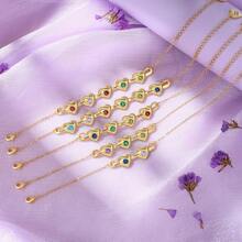 1pc Heart Design Pattern Stainless Steel Bracelet,Christmas Gifts For Girlfriends/Friends/Mothers/Daughters, Personalized Customized Christmas Gifts, With Unique Birthplaces And Rhinestones, Custom Names, Ladies Jewelry Gifts,Mother's Day Gift - Multicolor - View 3