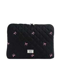1 pièce Mignon nœud brodé Manchon d'ordinateur portable pour étudiant 11"/13"/15" Sac d'ordinateur étui de protection Dossier Porte-documents Sac de transport