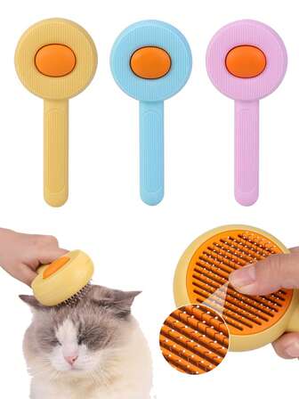 فرشاة تنظيف ذاتي لشعر الحيوانات الأليفة - فرشاة إزالة شعر الحيوانات الأليفة بنقرة واحدة، مشط فك التشابك للقطط والكلاب، فرشاة تنظيف الفراء العائم، أداة تنظيف الحيوانات الأليفة للتخلص من الشعر المتساقط