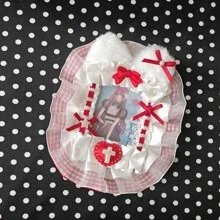 Portacarte per foto con orecchie di coniglio e gatto in peluche fatti a mano, pizzo, stile Kpop, materiale scolastico, per il ritorno a scuola