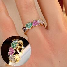 1pc Fashionable Versatile Cubic Zirconia Heart Ring For Women, Suitable For Daily Wear On Index Finger Valentines,Mom,Mother,Mother's Day,Gift - Ring - View 22
